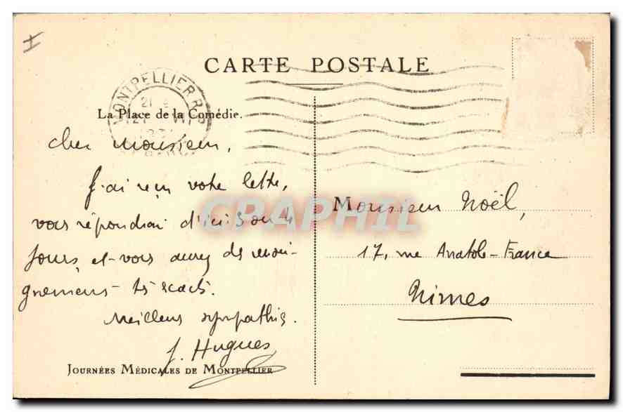 CPA Montpellier La Place de la Comedie  — Rückseite