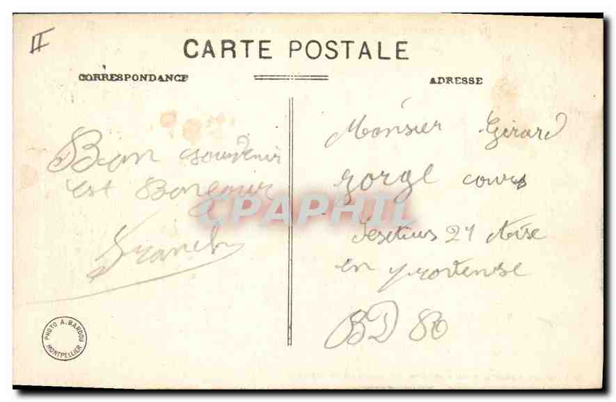 CPA Montpellier Palas de Justice Arc de Triomphe  — Rückseite