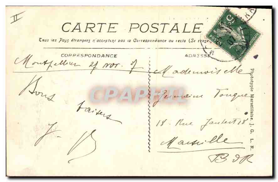 Montpellier - La Place de la Comédie — éditeur C. R. Richer, n° 391 — Rückseite