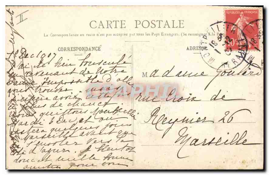 CPA Montpellier Place de la Comedie  — Rückseite
