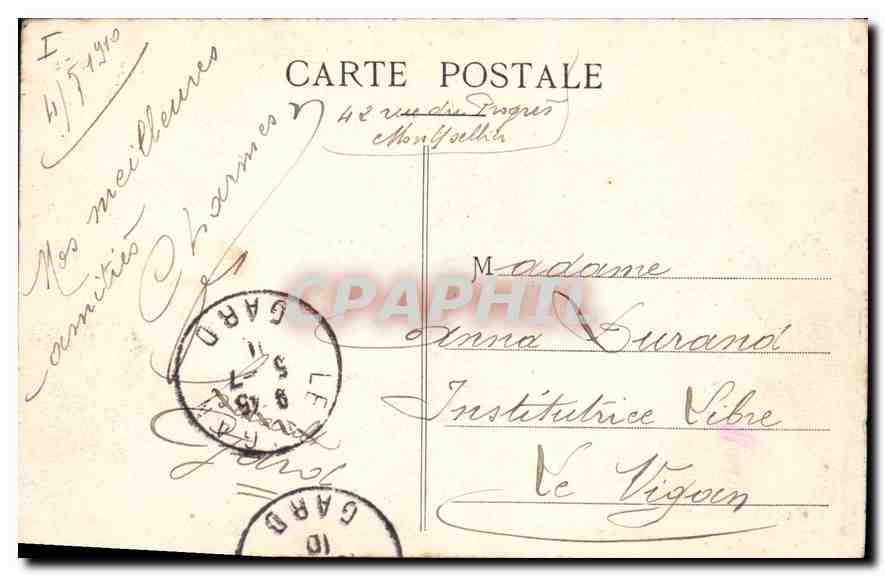 CPA Montpellier Square de la Gare de Palavas  — Rückseite