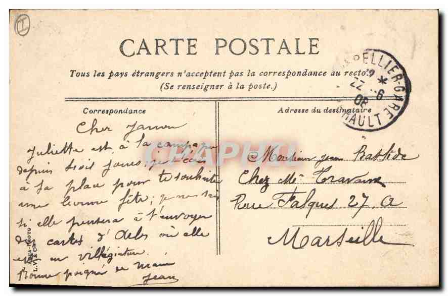 CPA Montpellier La Faculte de Medecine et la cathedrale — Rückseite