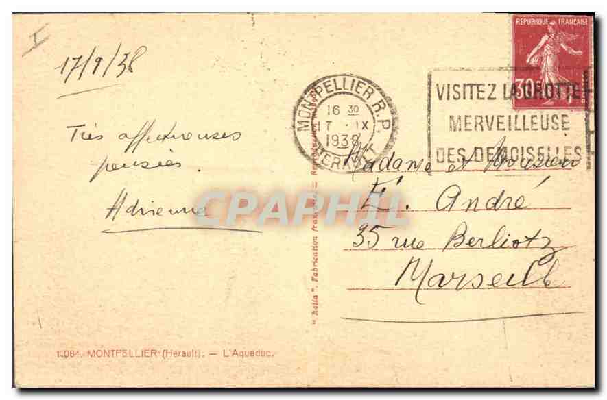 CPA Montpellier Herault L'Aqueduc  — Rückseite