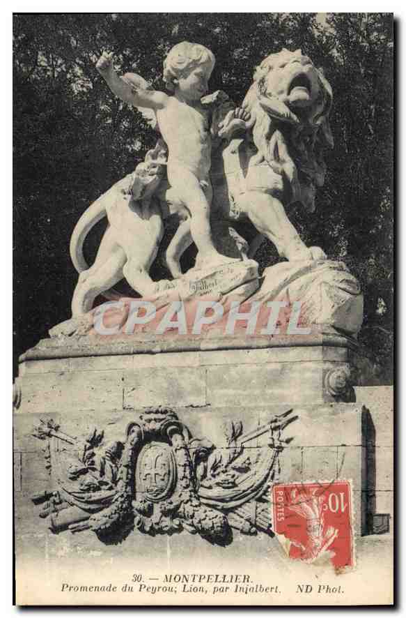 CPA Montpellier Promenade du Peyrou Lion par Injalbert 