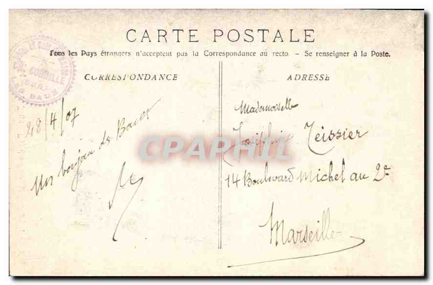CPA Les Baux Rue des Fours et le Chateau  — Verso