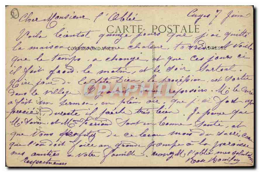 CPA Couges Vallon de l'Escargot  — Verso