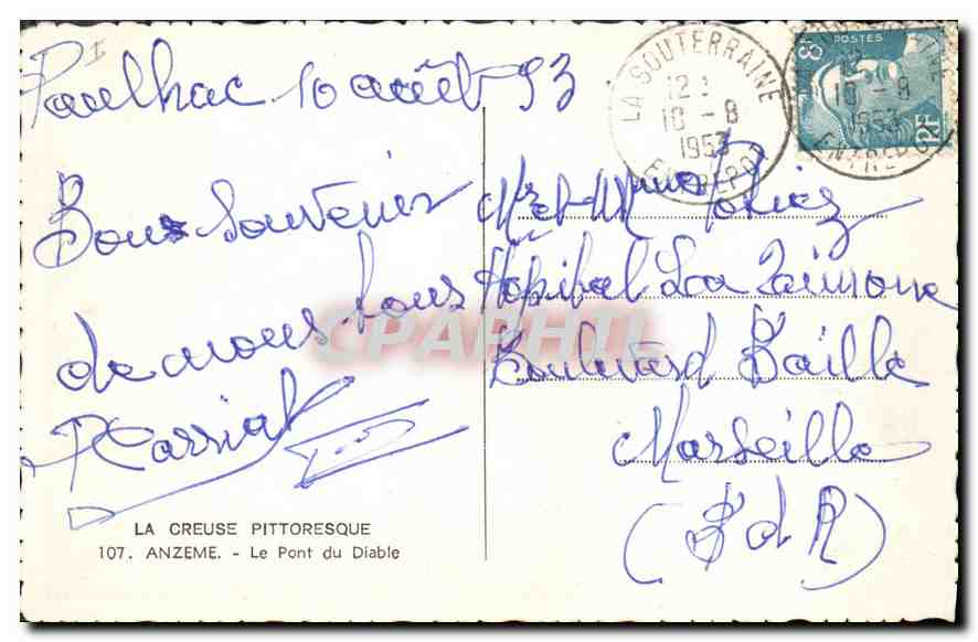 La Creuse pittoresque — Le Pont du Diable — éditeur LA CREUSE PITTORESQUE, n° 107 — Rückseite
