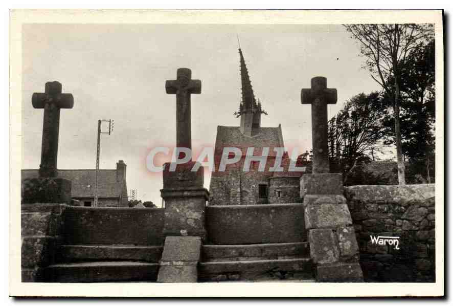 P lougrescant — Les Trois Croix de Saint-Gonery et l'Église — Société des Éditions Waron, Saint-Brieuc
