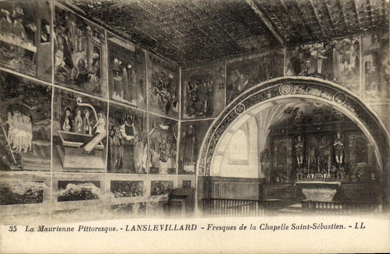 CPA La Maurienne Pittoresque Lanslevillard Fresques de la Chapelle Saint Sebastien 