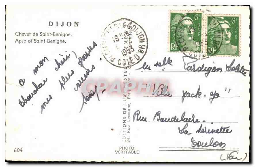 CPA Dijon Chevet de Saint Benigne — Verso