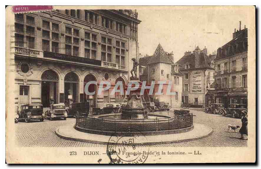 CPA Dijon Place Francois Rude et la fontaine 