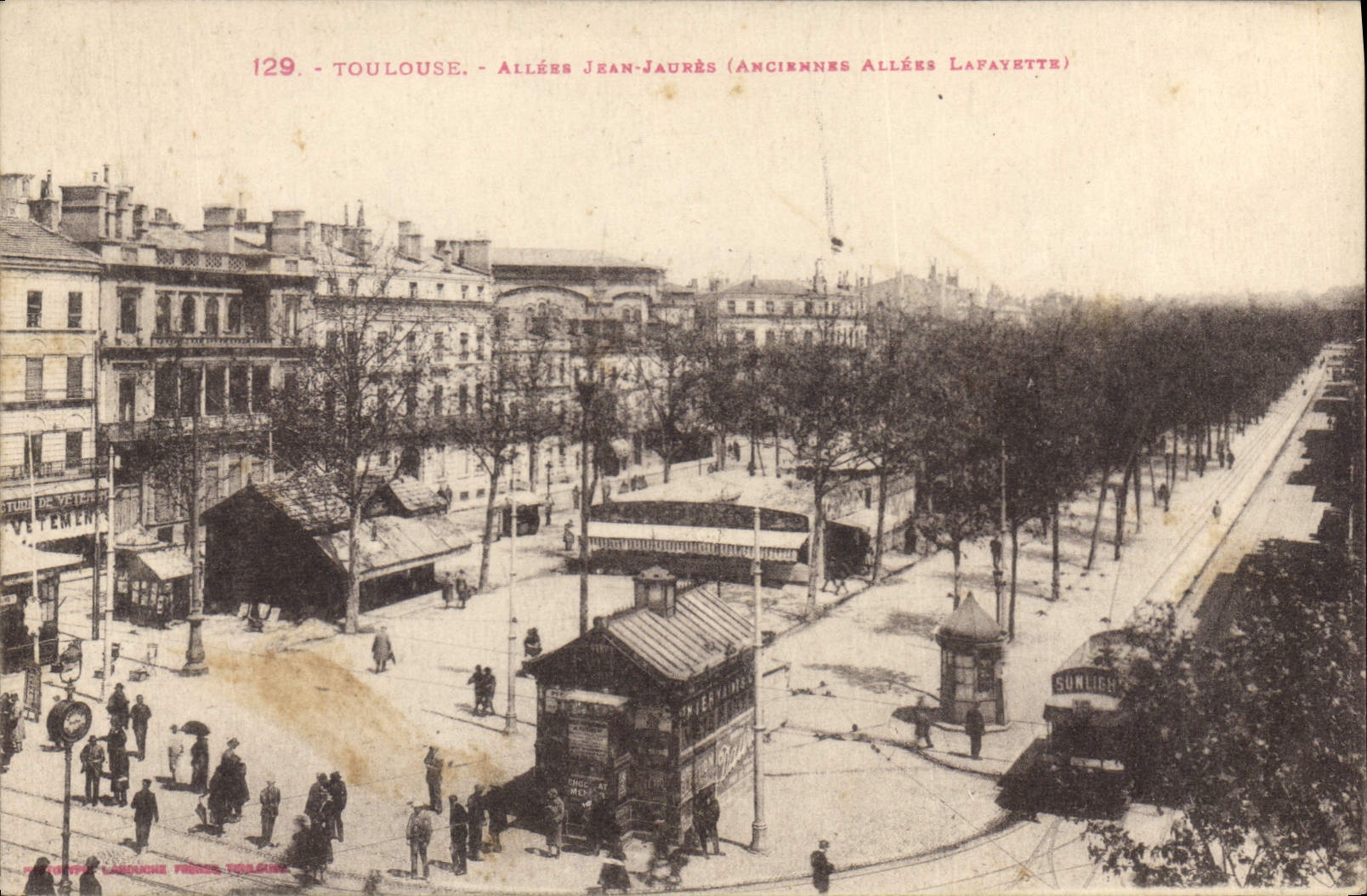 Toulouse - Allées Jean-Jaurès (Anciennes Allées Lafayette) — éditeur LACOUCHE FRÈRES, n° 129