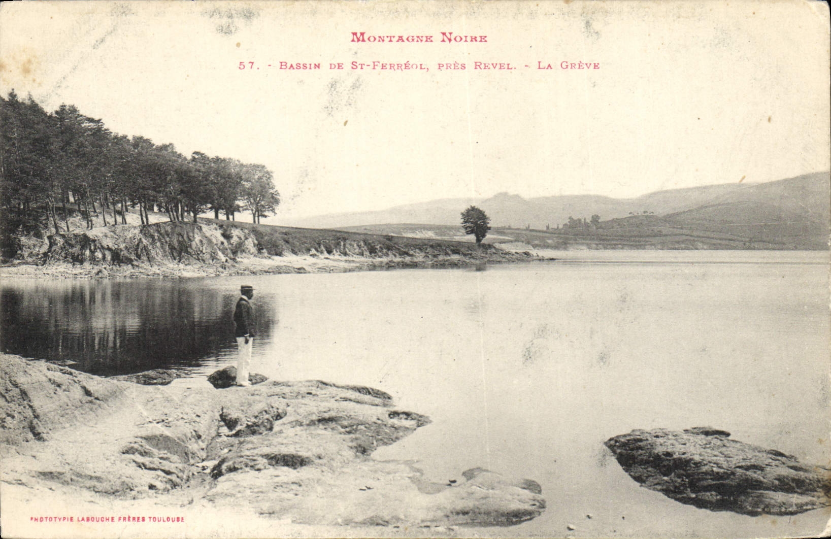 Montagne Noire — Bassin de St-Ferréol, près Revel, La Grève — Phototypie Labouche Frères Toulouse
