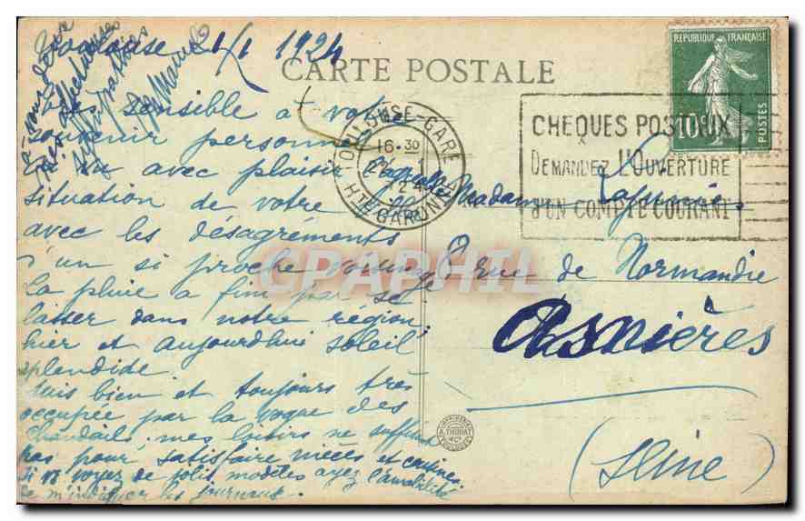 CPA Toulouse Vue generale sur la Poudrerie et Pont St Michel — Rückseite