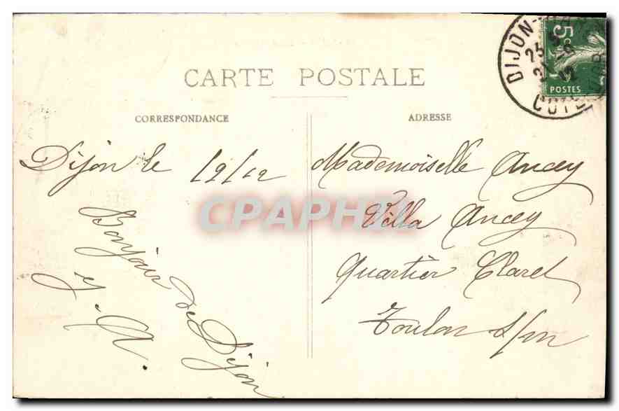 CPA Dijon Place d'Armes — Rückseite