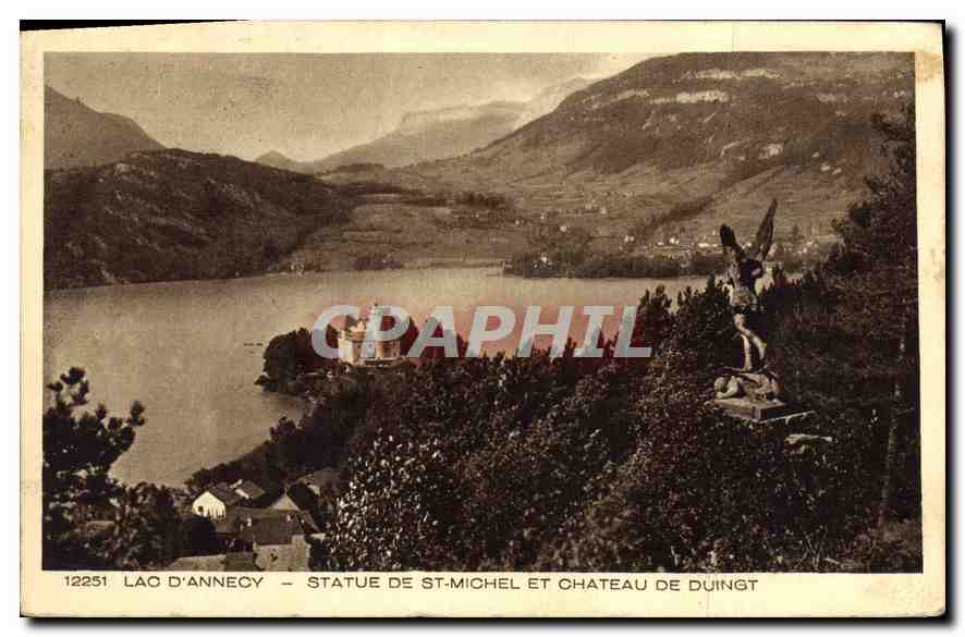 Lac d'Annecy — Statue de Saint-Michel et Château de Duingt — Graphphil 12251