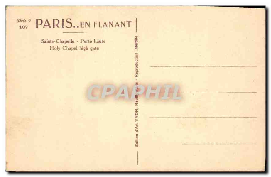 CPA Sainte Chapelle Porte haute — Rückseite