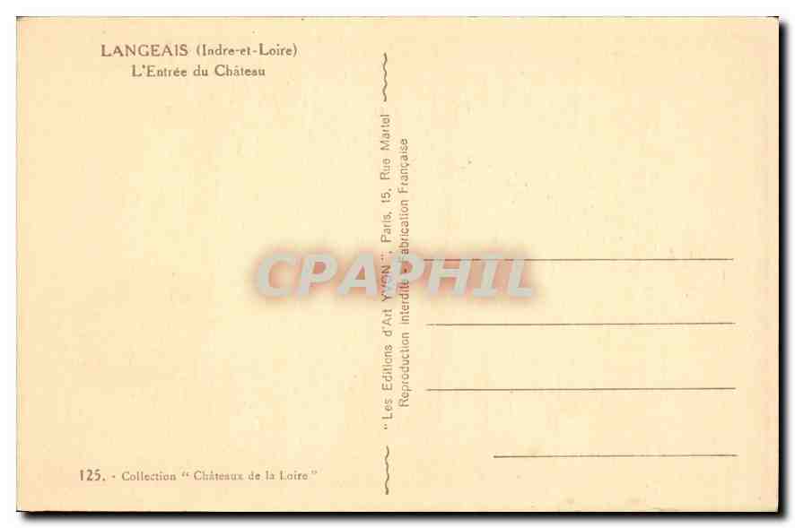 CPA Langeais (Indre et Loire) L'Entree du Chateau — Rückseite