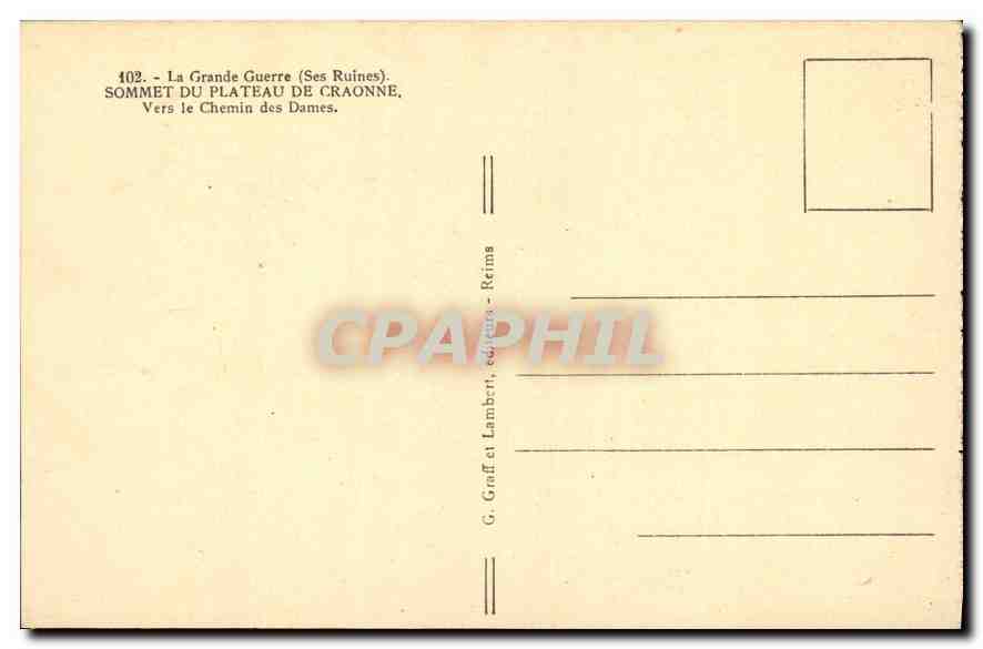 Gipfel des Plateaus von Craonne — Auf dem Weg zum Chemin des Dames — G. Graff et Lambert, Reims — Rückseite