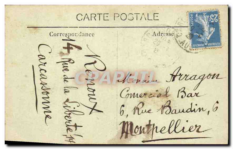 CPA Cite de Carcassonne Le Chateau (cote Ouest) — Rückseite