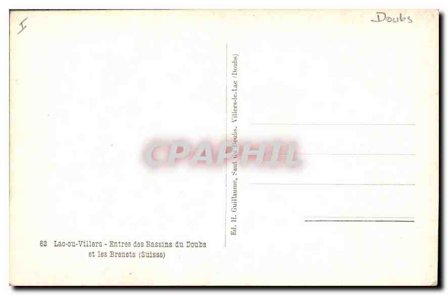 CPA Lac ou Villers Entree des Bassins du Doubs et les Brenets (Suisse) — Rückseite