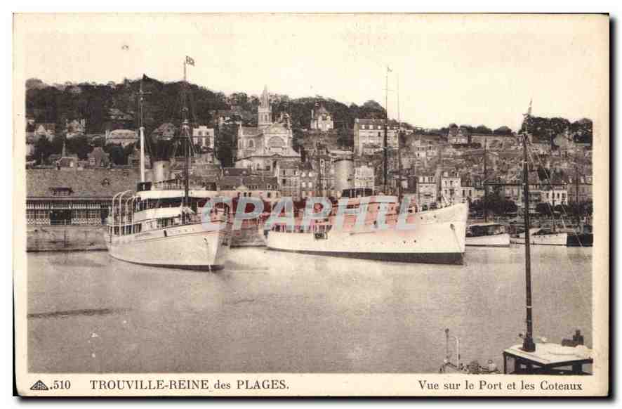 CPA Trouville Reine des Plages Vue sur le Port et les Coteaux