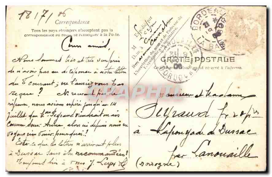 Bordeaux — La Tour Pey-Berland — V.P. Paris, No. 19 — Rückseite