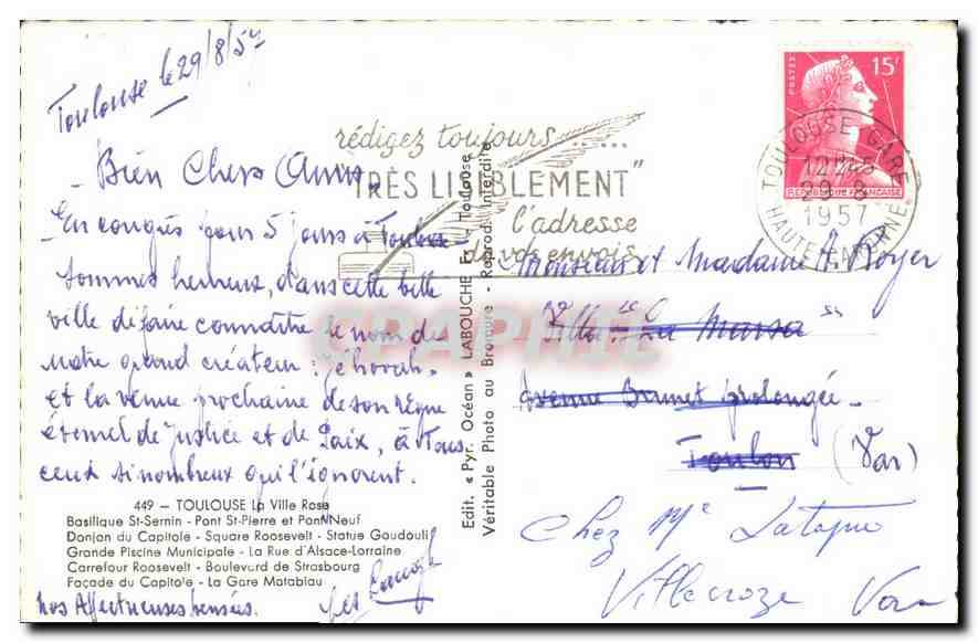 Toulouse — Panoramablick — Verlag Labouche, n° 449 — Rückseite