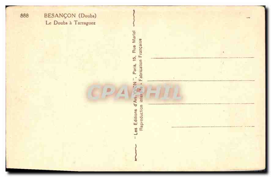 CPA Besancon (Doubs)Le Doubs a Tarraguoz — Rückseite
