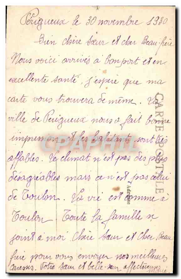 CPA Perigueux Bords de l'Isle et Pont de la Cite Vue prise du Pont Casse — Rückseite