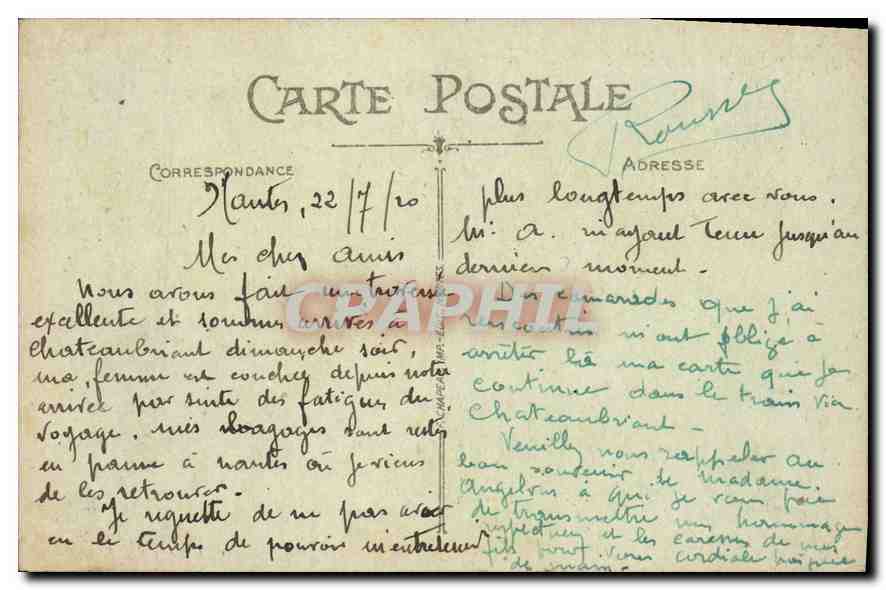CPA Nantes Jardin du Musee Dobree — Verso