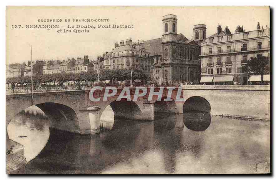 CPA Besancon Le Doubs Pont Buttant et les Quais
