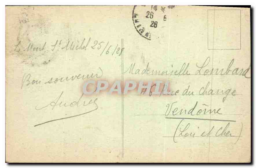 CPA Mont Saint Michel Abbaye Le CLoitre Promenoir des Moines (XIIIe siecle) — Verso