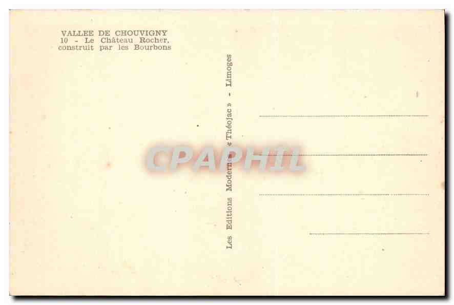 CPA Vallee de Chouvigny Le Chateau Rocher construit par les Bourbons — Verso