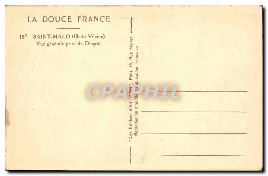 Saint-Malo (Ille-et-Vilaine) — Vue générale prise de Dinard — Éditions d'Art Française — Reverso