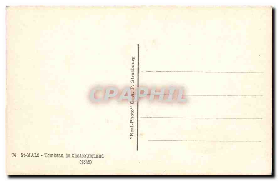 CPA Saint Malo Tombeau de Chateaubriand — Verso