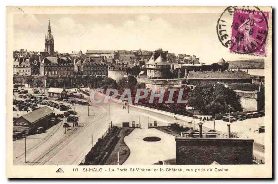 CPA Saint Malo La Porte St Vincent et le Chateau vue prise du Casino