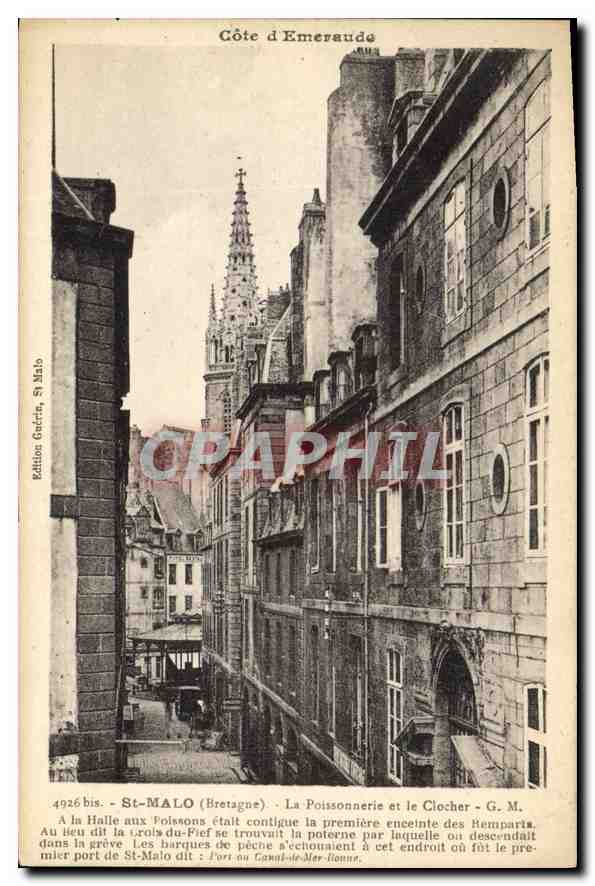 St-Malo (Bretagne) — La Poissonnerie et le Clocher — Édition Guérin, n° 4926 bis