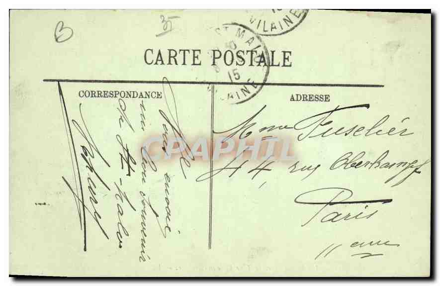 CPA Saint Malo Les Remparts et la Tour Quic en Groigne — Verso