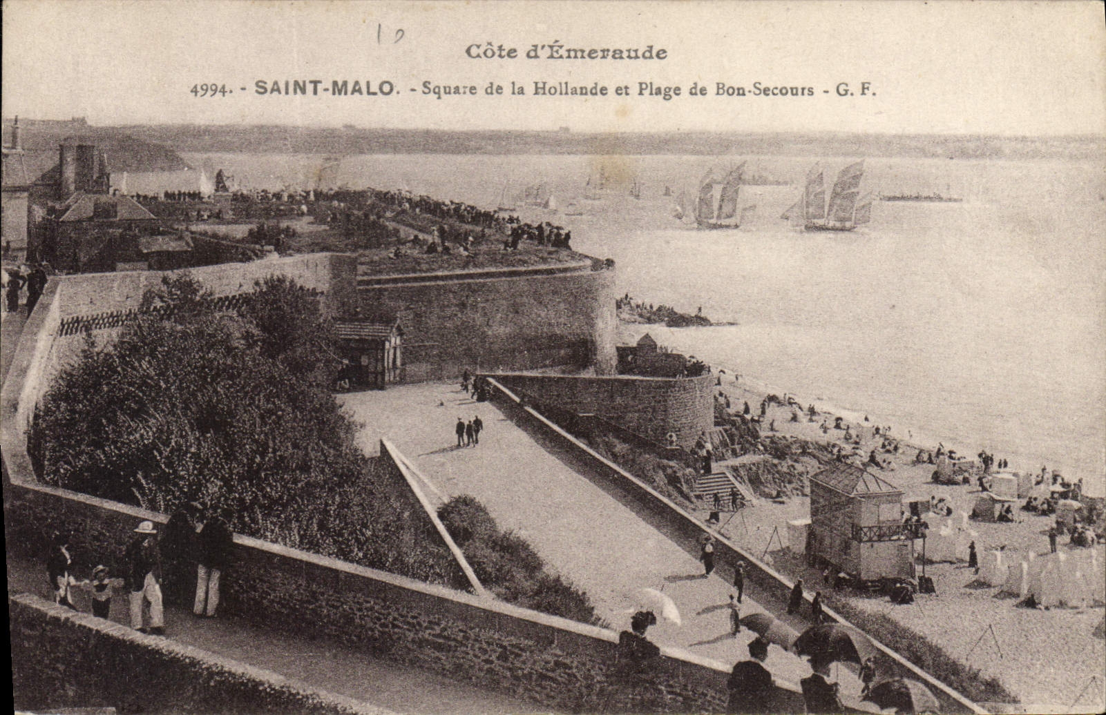 Saint-Malo — Côte d'Émeraude, Square de la Hollande et Plage de Bon-Secours — G.F. n°4994