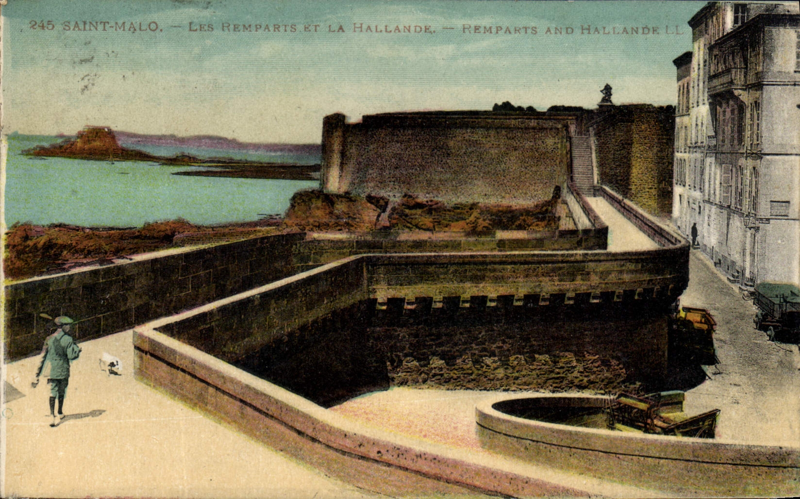 Antike Ansichtskarte Saint Malo Die Mauern und die Hallande