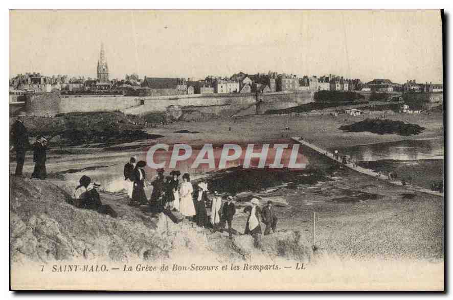 Saint-Malo — La Grève de Bon-Secours et les Remparts — LL