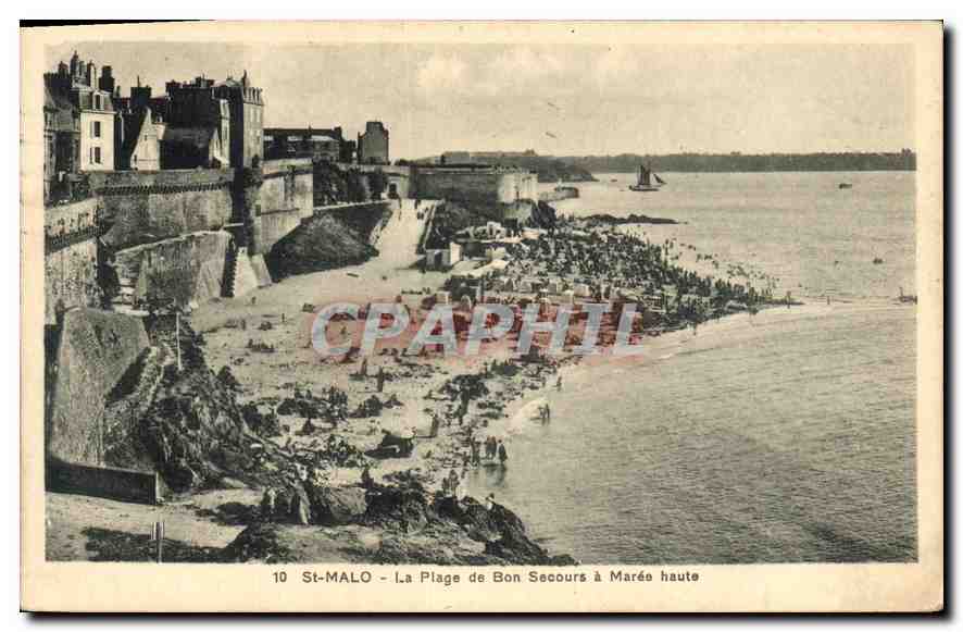 CPA Saint Malo La Plage de Bon Secours a Maree haute
