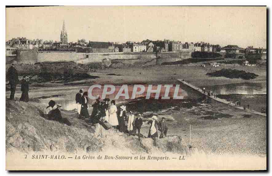 Saint-Malo — La Grève de Bon-Secours et les Remparts — LL