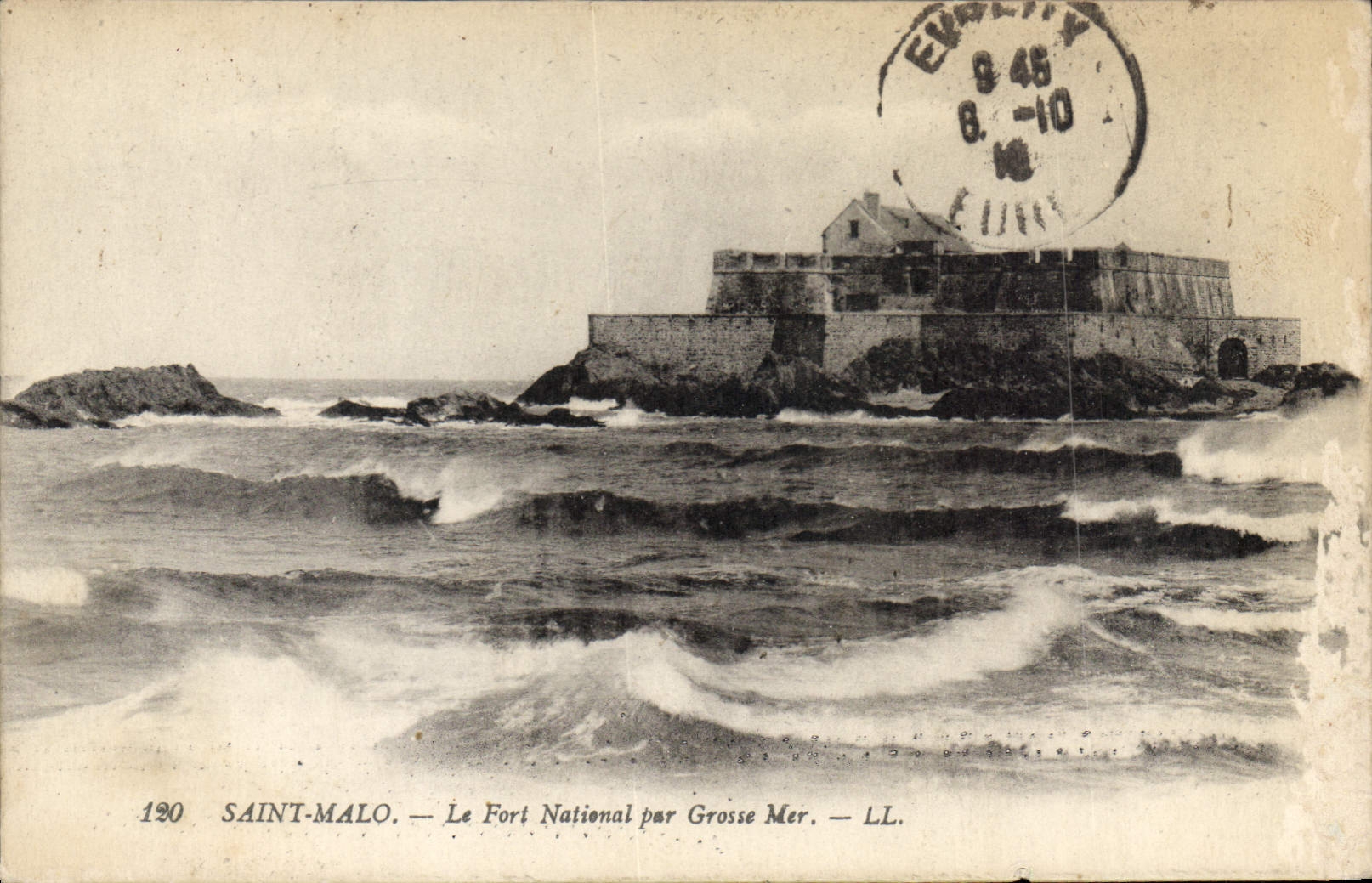 Antike Ansichtskarte Saint Malo Le Fort National von Grosse Mer