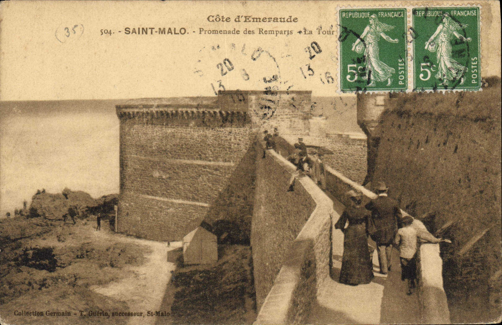Saint-Malo - Promenade des Remparts - La Tour — Côte d'Émeraude, éditeur T. Guérin, n° 504