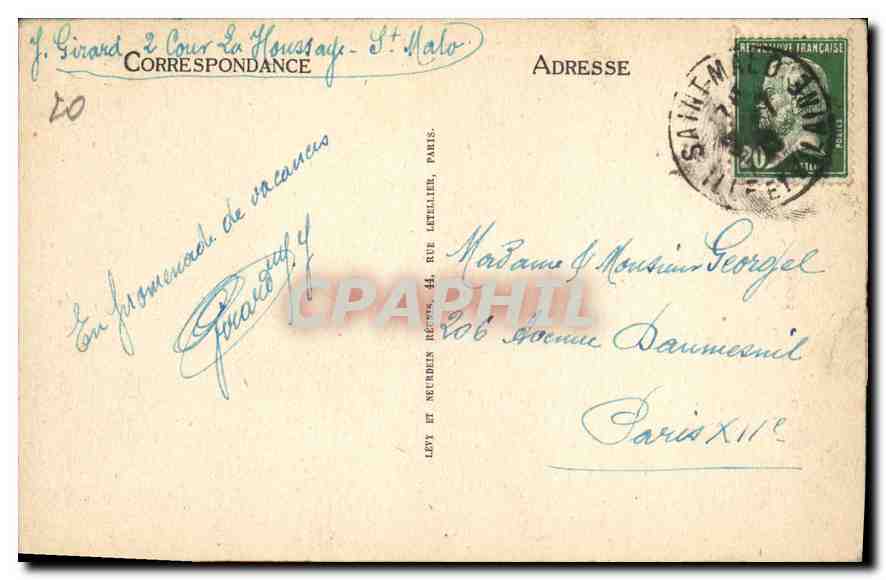 CPA St Malo Le Chateau — Verso