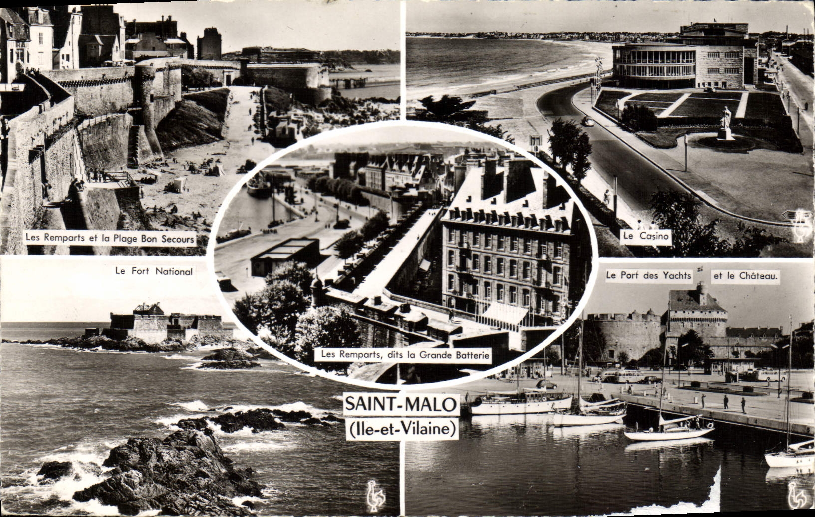 Saint-Malo (Ille-et-Vilaine) — vue panoramique des remparts, du port, du casino et du château — éditeur Les Tirages Modernes, n°152