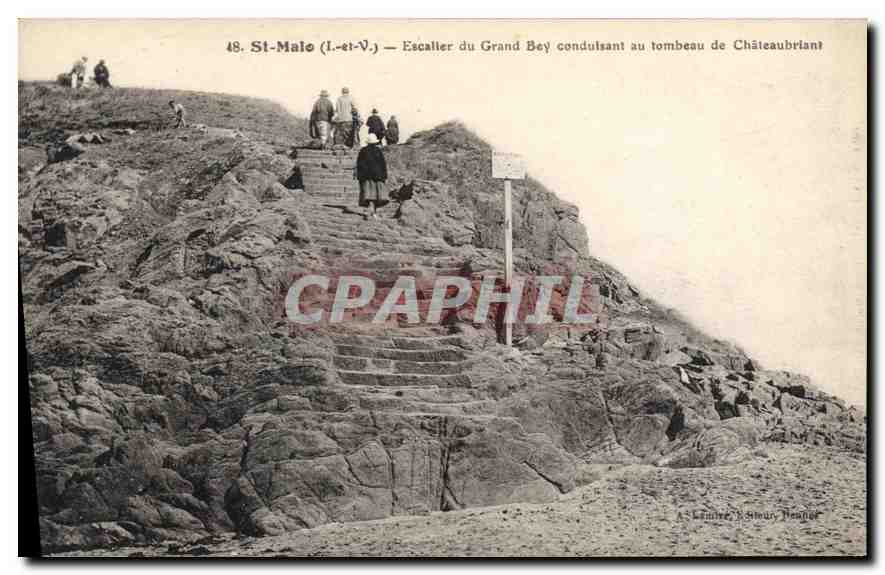 St-Malo (Ille-et-Vilaine) — Escalier du Grand Bey conduisant au tombeau de Châteaubriant