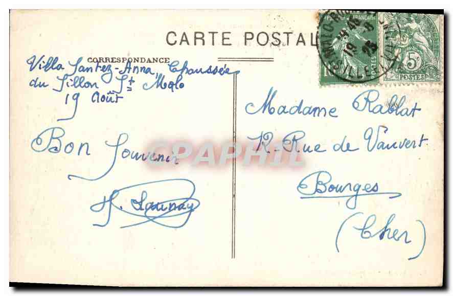 Pointe de Rochebonne - Côte d'Émeraude — Édit. Guérin - St-Malo (I.-et-V.) — Verso